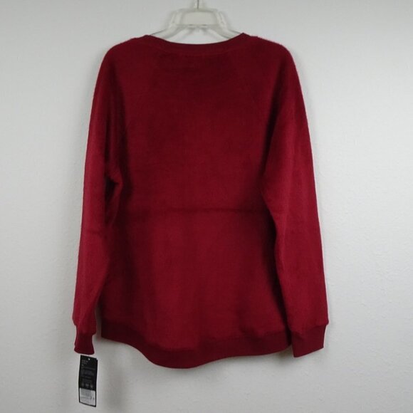 Kinesis Fuzzy Sweatshirt Top Women's Size L Red Burgundy Side Zippers Soft - Picture 4 of 8